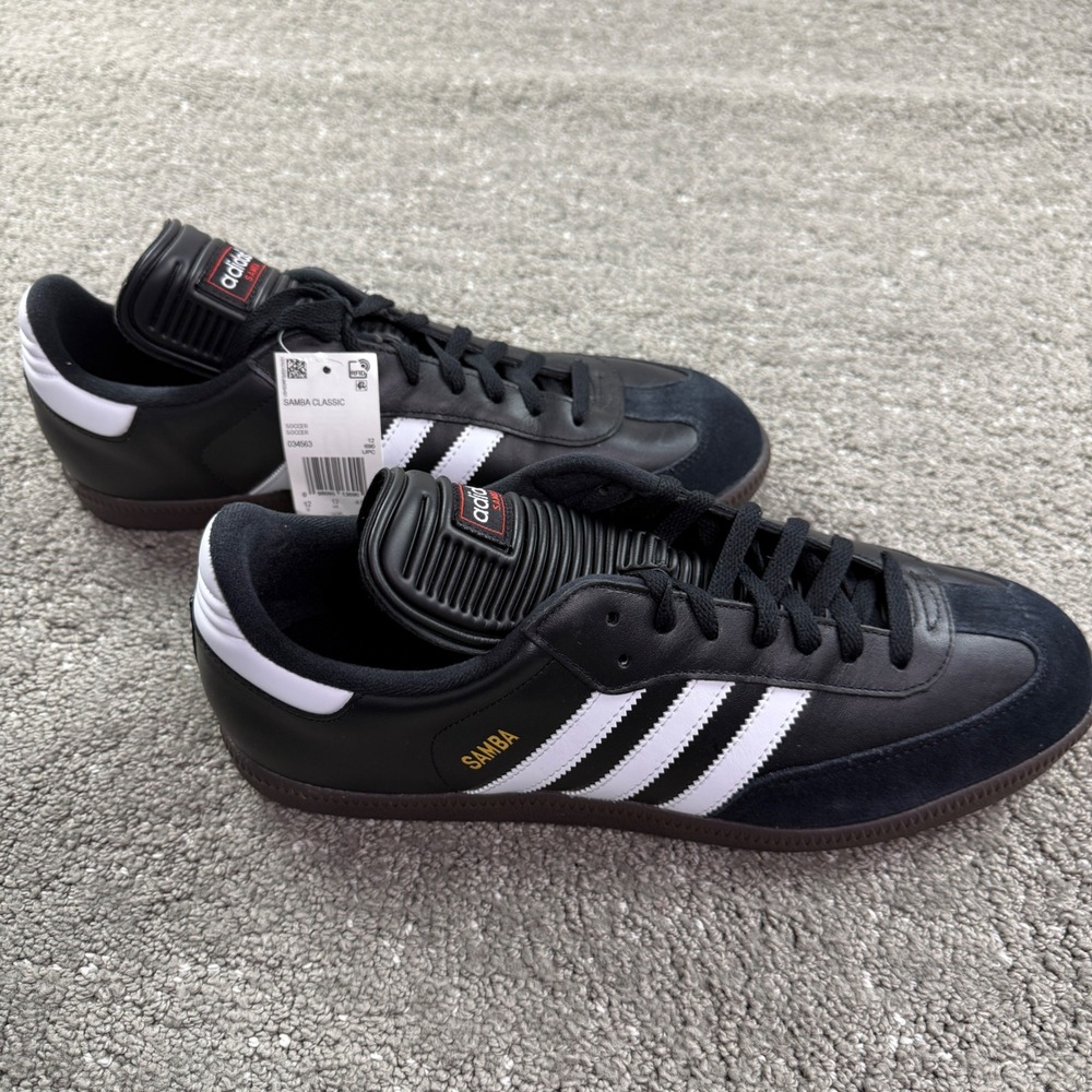 Adidas Samba Classic 034563 Mens 12.5 Black White Gum Indoor Soccer Shoes NIB